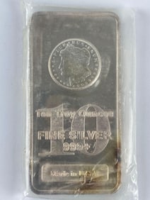 Highland Mint Morgan Design 10 oz .999 Fine Silver Ingot/ Bar