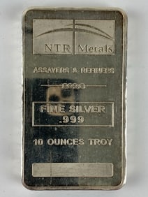 NTR Metals 10 oz .999 Fine Silver Ingot/ Bar