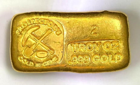 Prospectors Gold And Gems 2 oz .999 Gold Ingot/ Bar