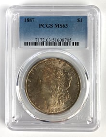 PCGS Graded 1887 US $1 Morgan Silver Dollar MS63