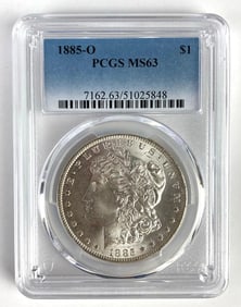 PCGS Graded 1885-O US $1 Morgan Silver Dollar MS63