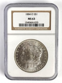 NGC Graded 1884-O US $1 Morgan Silver Dollar MS63