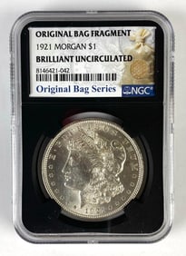 NGC Graded 1921 US $1 Morgan Silver Dollar Brilliant Uncirculated