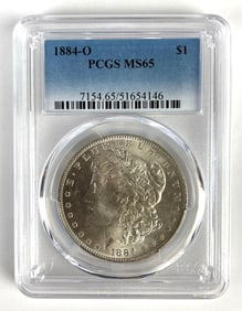 PCGS Graded 1884-O US $1 Morgan Silver Dollar MS65