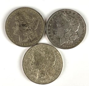 Group of 3 US $1 Morgan Silver Dollars