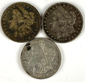 Group of 3 US $1 Morgan Silver Dollars
