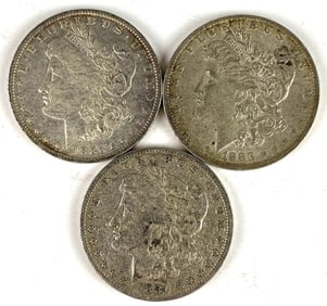 Group of 3 US $1 Morgan Silver Dollars