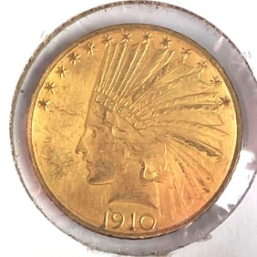 1910-D US $10 Indian Head Gold Coin