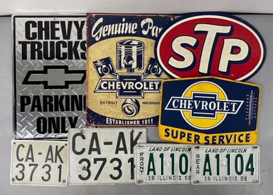 Group of Reproduction Chevy Advertising Signs and More