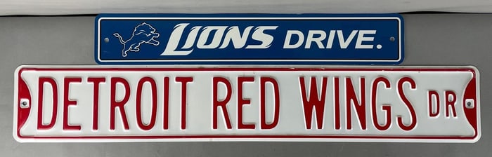 Group of 2 Detroit Sports Road Signs