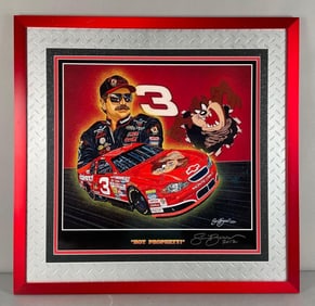 Artist Sam Bass Signed Dale Earnhardt Hot Property Poster