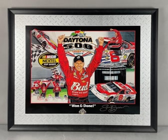 Artist Sam Bass Signed Dale Earnhardt Jr. Won and Done Poster