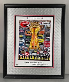 Artist Sam Bass Signed Let Freedom Race NASCAR Poster