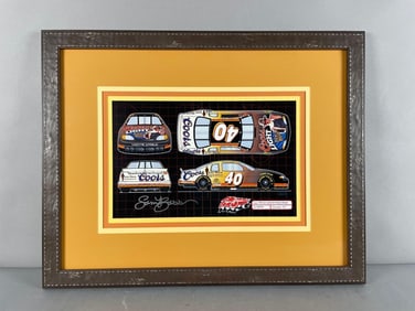 Artist Sam Bass Signed 1998 Coors Light / John Wayne NASCAR Poster