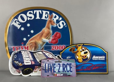 Group of Metal NASCAR Signs and More