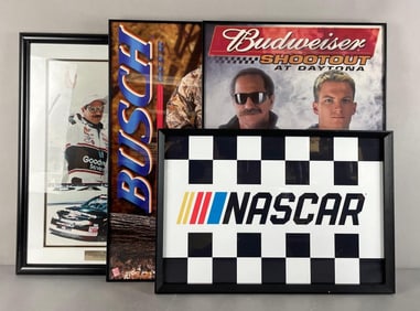 Group of Framed NASCAR Posters