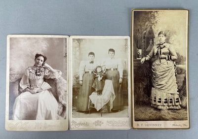 Group of 3 Antique Female Portrait Cabinet Cards