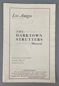 Vintage Darktown Strutters Minstrel Church Program