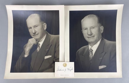 Group of 2 Governor Goodwin J. Knight Photos and Signed Paper