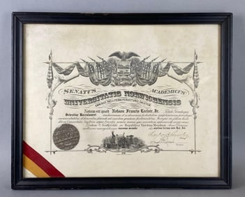 1922 Framed Bachelor of Science Certification Norwich University