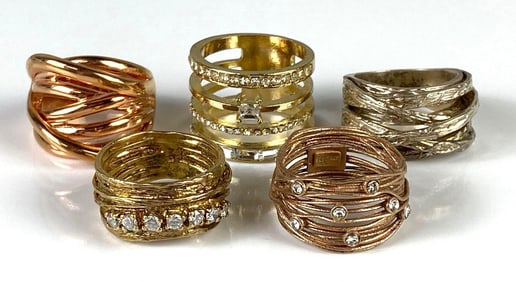 Group of 5 Layered Costume Jewelry Rings