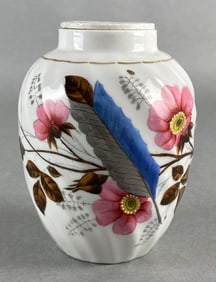 Hand-Painted Floral and Feather Porcelain Ginger Jar