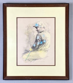 E. Haller Jockey Hand Colored Lithograph Print