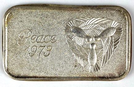 1973 Silvertowne Peace 1 oz .999 Fine Silver Ingot/ Bar