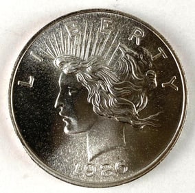 1986 Sunshine Minting Peace Silver Dollar 1 oz .999 Fine Silver Round