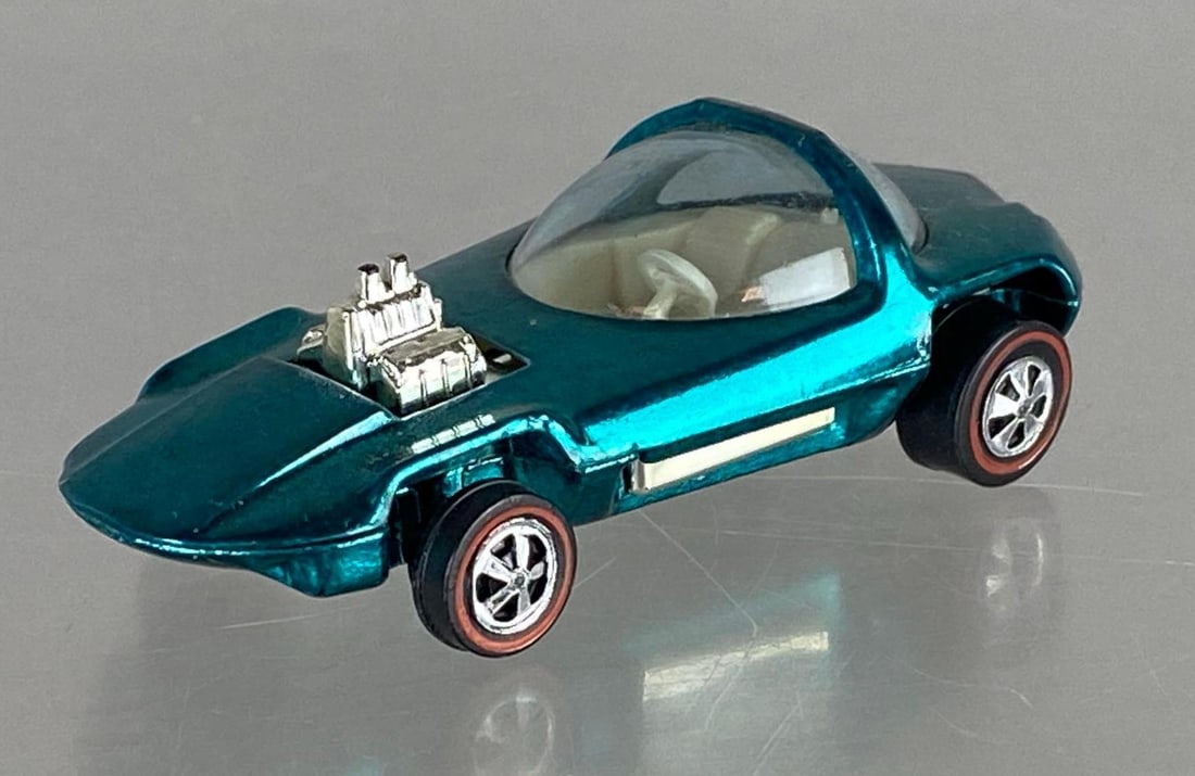 1967 Mattel Hot Wheels Red Line Silhouette Die-Cast Vehicle: Teal body, Die-Cast.