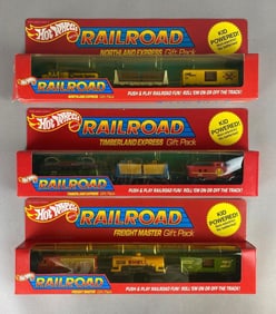 Group of 3 Hot Wheels Railroad Gift Packs
