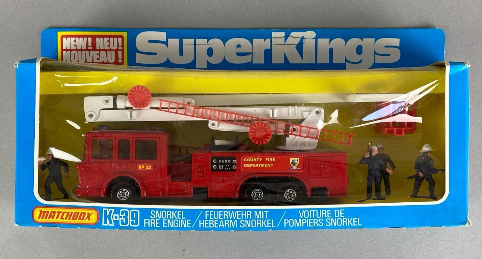 1979 Matchbox Superkings K-39 Snorkel Fire Engine: like new in original box, measures 13 1/2 x 6 1/2 x 2 1/2 inches