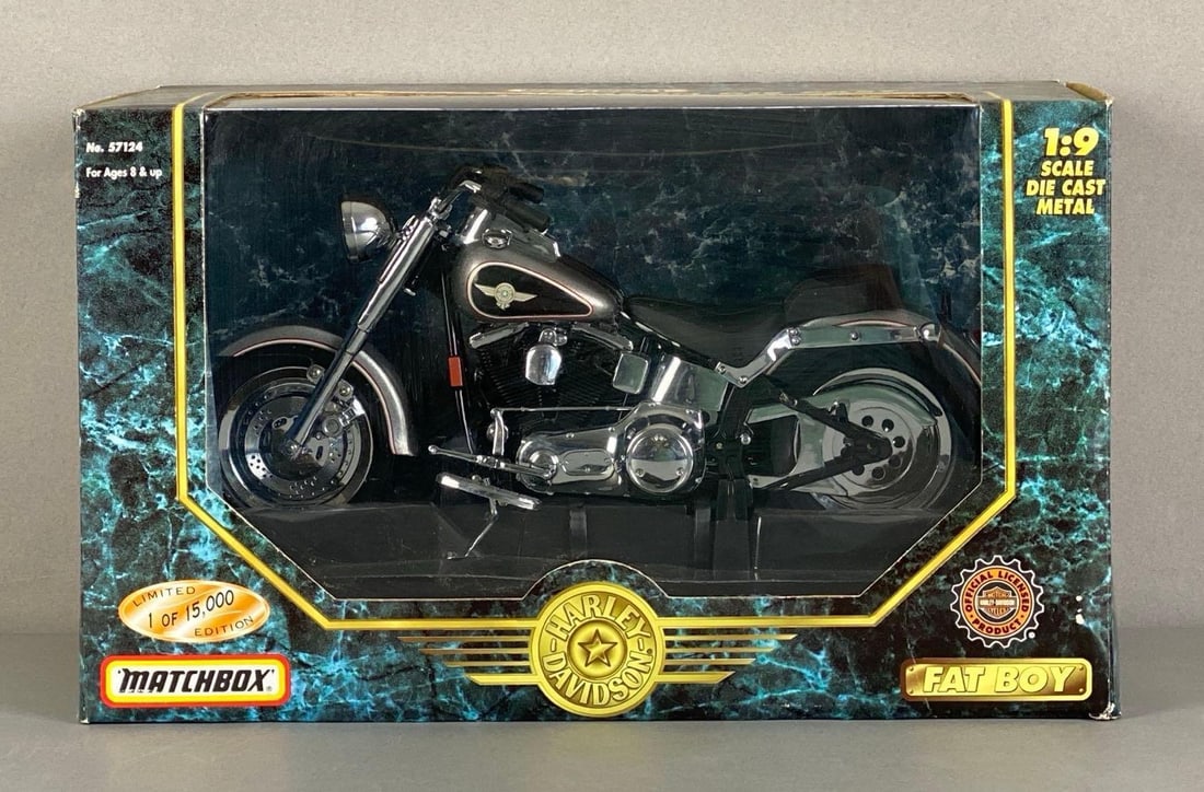 Matchbox LE Harley-Davidson Fat Boy Die-Cast Motorcycle: 1/9 scale, Sealed, limited edition