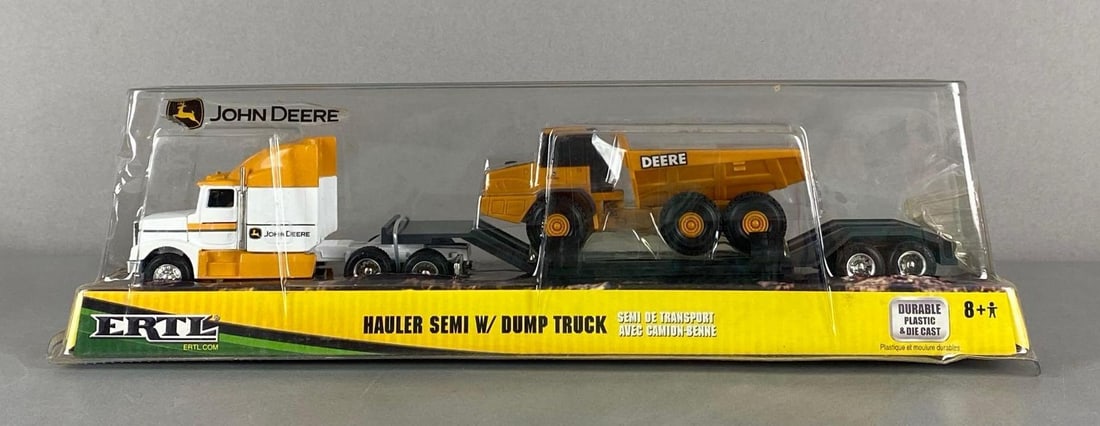 ERTL John Deere Hauler Semi With Dump Truck: Sealed, die-cast, measures 14 x 4 x 3 inches