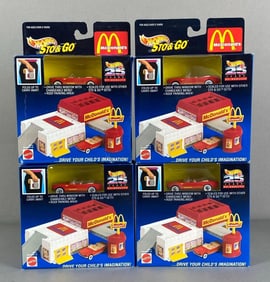 Group of 4 Hot Wheels Sto and Go No. 65613 McDonalds Playsets