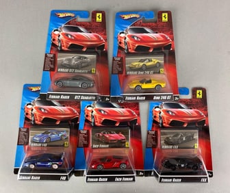 Group of 5 Mattel Hot wheels Ferrari Racer Cars