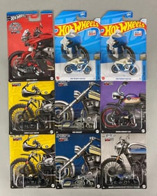 Group of 9 Mattel Hot Wheels Die-Cast Motorcycles