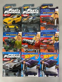Group of 9 Mattel Hot Wheels Fast and Furious Cars