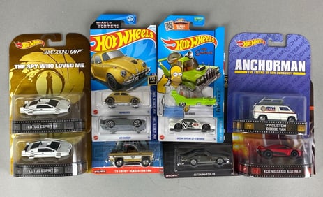 Group of Mattel Hot Wheels Pop Culture Vehicles