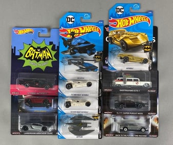 Group of Mattel Hot Wheels Batmobiles and More