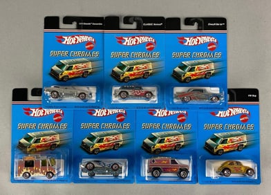 Group of 7 Mattel Hot Wheels Super Chromes Vehicles