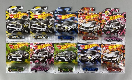 Group of 10 Mattel Hot Wheels Urban Camo Cars