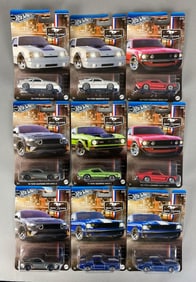 Group of 9 Mattel Hot Wheels Silver 60 Years Mustang Cars