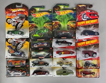 Group of 18 Mattel Hot Wheels Halloween and Birthday Cars