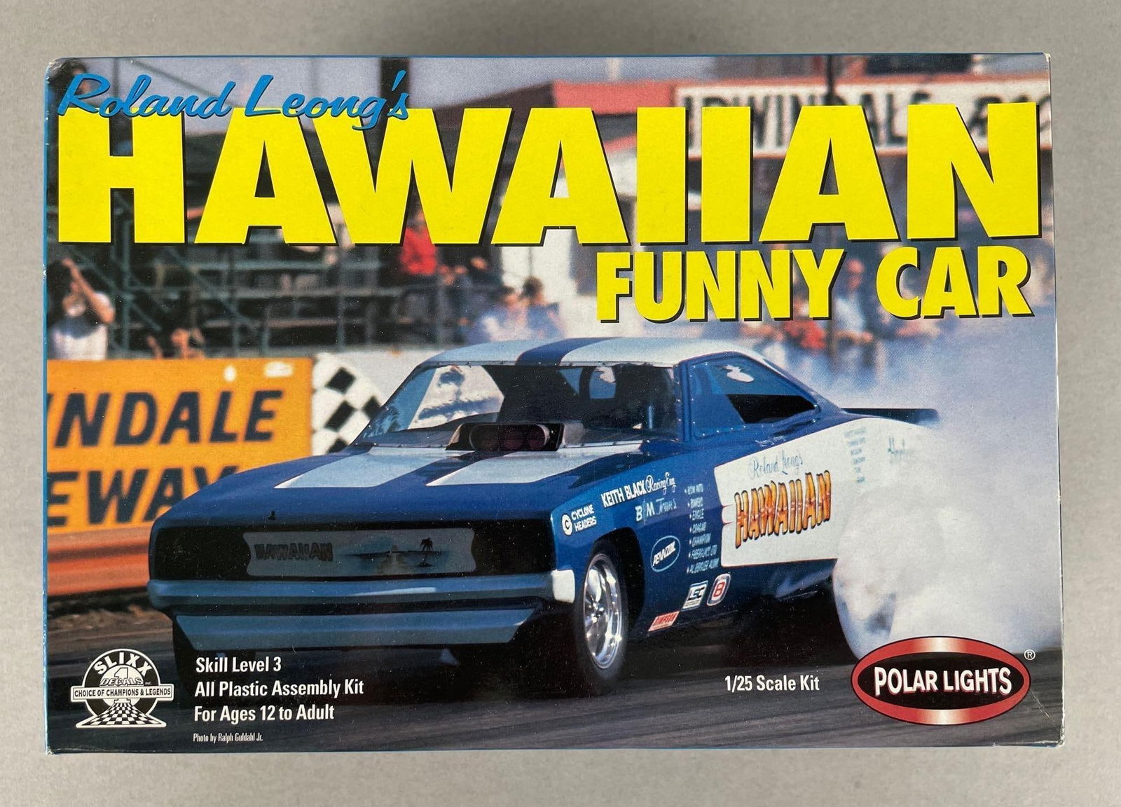 Polar Lights Roland Leongs Hawaiian Funny Car Model Kit: 1/25 scale, original packaging, appears complete