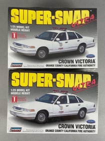Group of 2 Lindberg Crown Victoria Fire Authority Model Kits