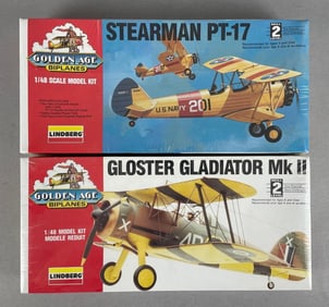 Group of 2 Lindberg Golden Age Biplanes Model Kits