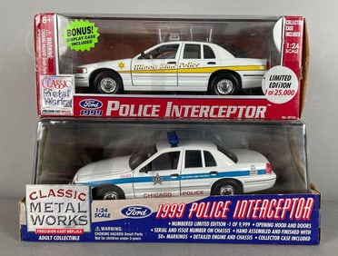 Group of 2 Classic Metal Works Police Interceptor Die-Cast Cars