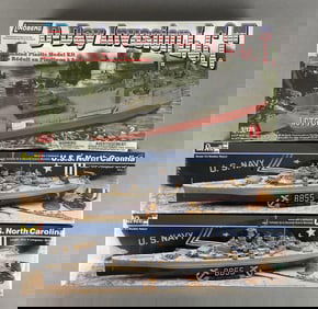 Group of Revell USS North Carolina Battleship Model Kits and More