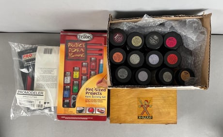 Group of Model Kit Paints and Tools
